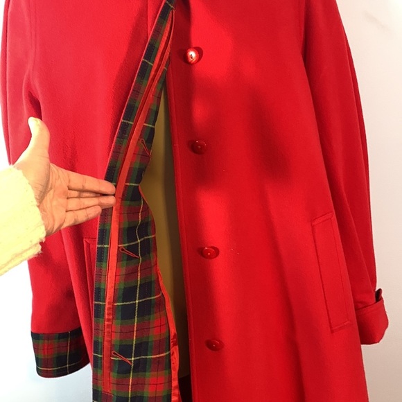 Avoca collection wicklow Ireland red hooded Cloak long wool coat tartan medium - Picture 5 of 16